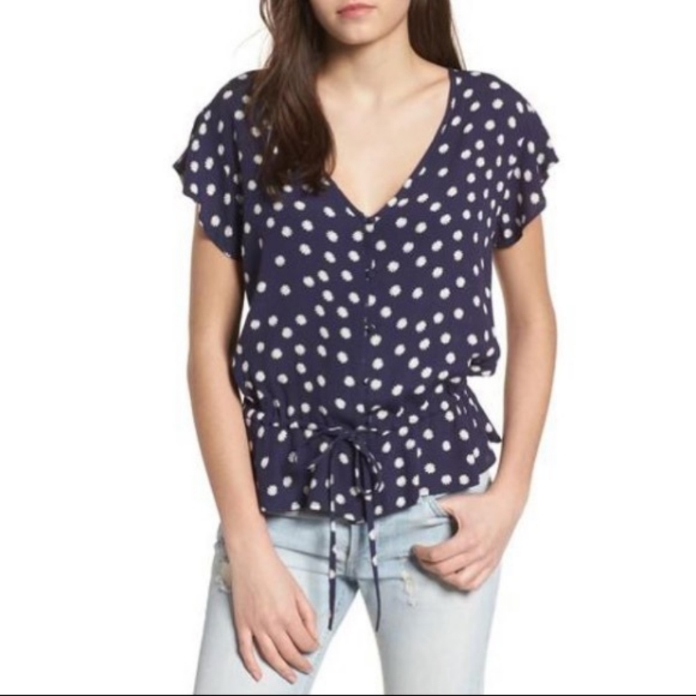 Rails Bretton Navy Polka Dots Top